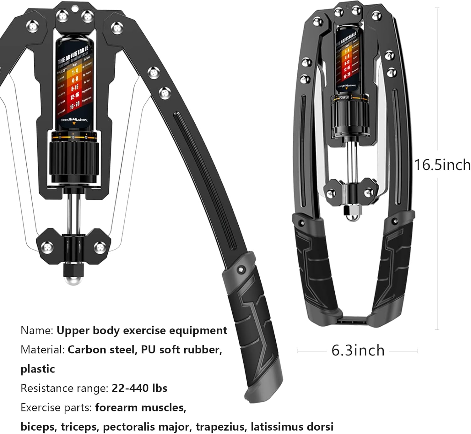 Twister Arm Exerciser - Adjustable 22-440Lbs Hydraulic Power, Home Chest Expander, Shoulder Muscle Training Fitness Equipment, Arm Enhanced Exercise Strengthener.